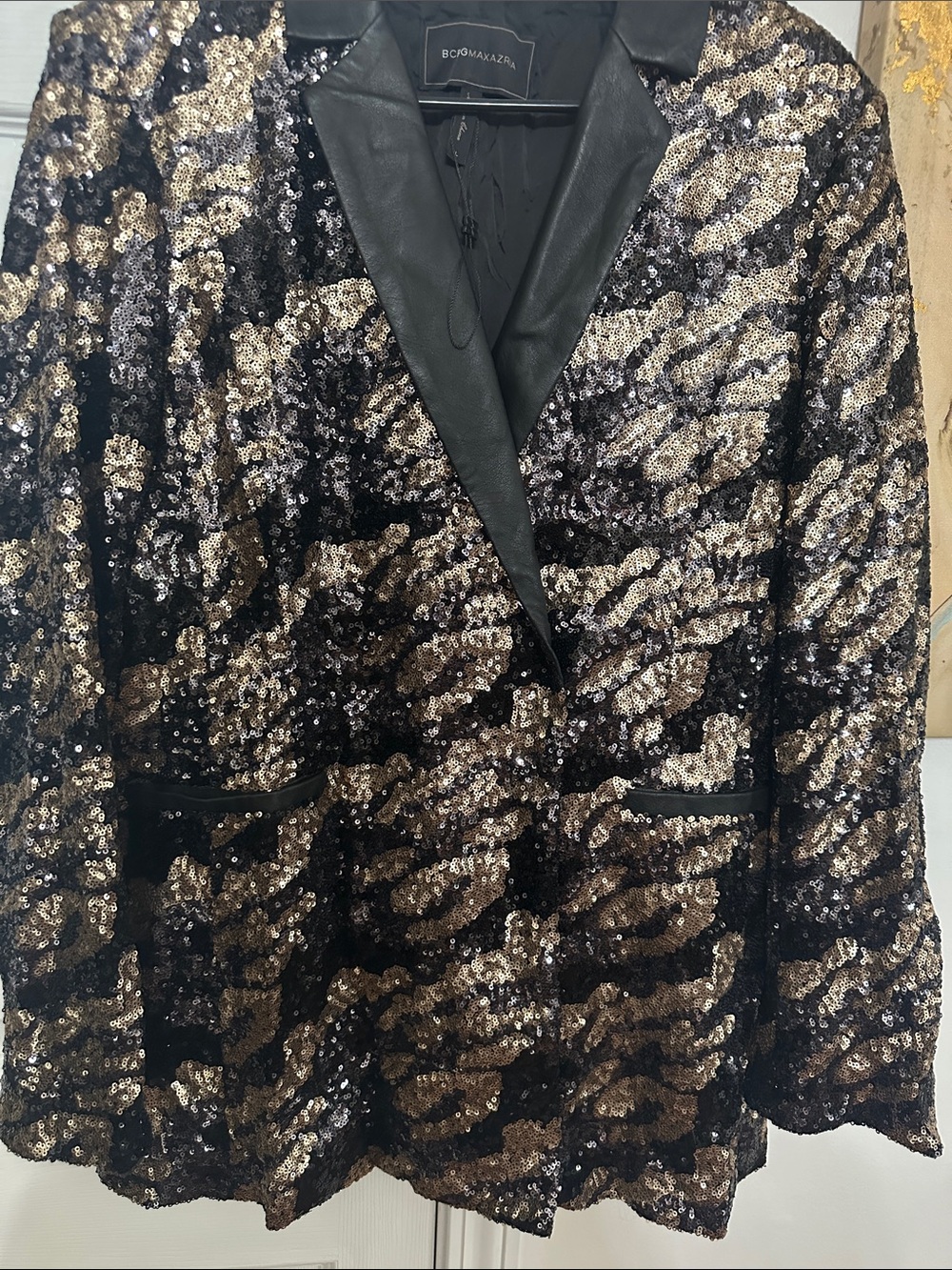 BCBGMaxAzria Black and Gold Sequin Blazer - Picture 2 of 2